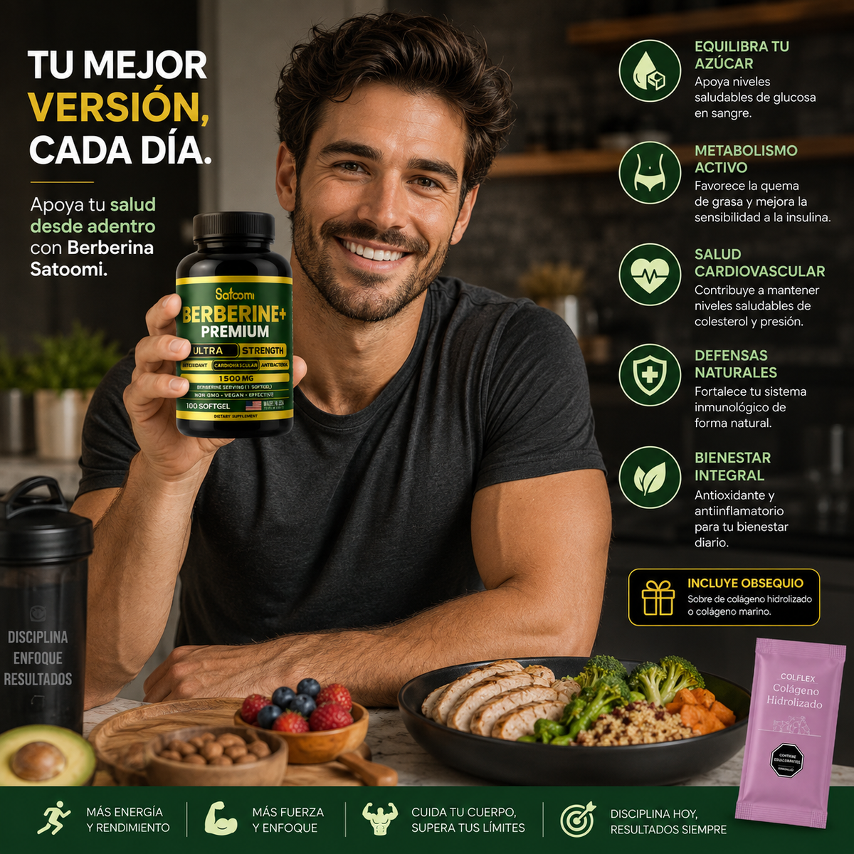 Berberine Premium X1 Obsequio Sobre Colágeno: Control Metabólico y mejor beneficio diario
